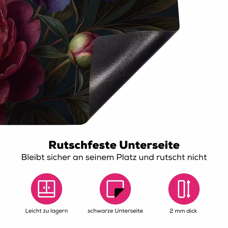 Bloemen - Boeket - Natuur - Modern - Donker Inductie beschermer vinyl 3mm klein -zzzzzzz-lf-onderkant