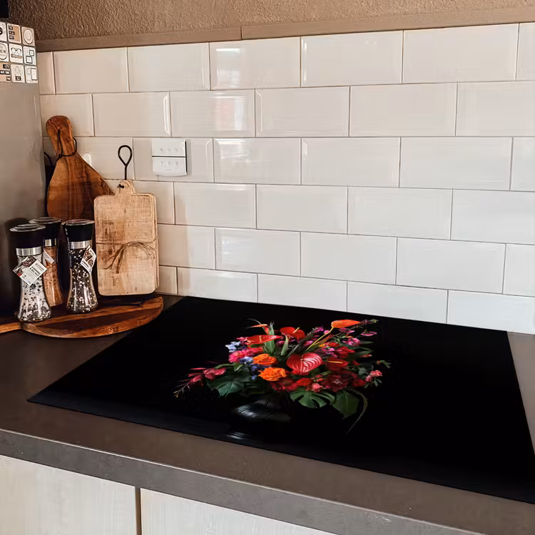 Bloemen - Boeket - Sierlijk Inductie beschermer vinyl 3mm klein -sfeer3