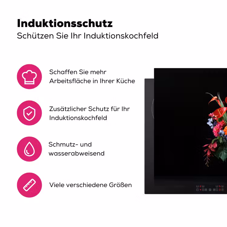 Bloemen - Boeket - Sierlijk Inductie beschermer vinyl 3mm klein -zzzzzzz-lf-ups