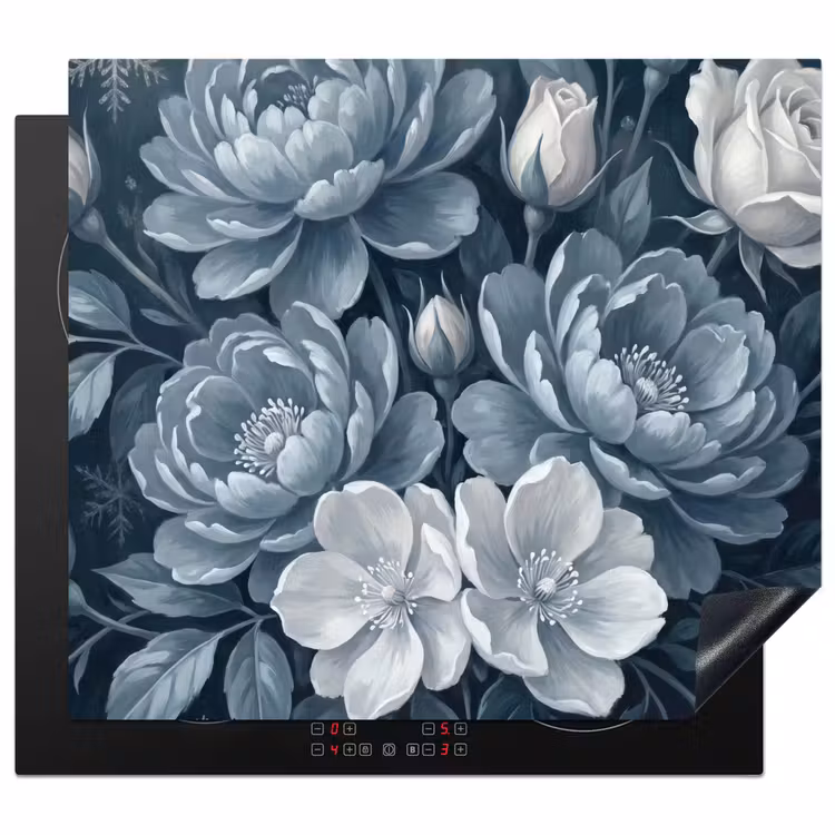 Bloemen - Boeket - Winter - Abstract - Blauw Inductie beschermer vinyl 3mm middel -3d