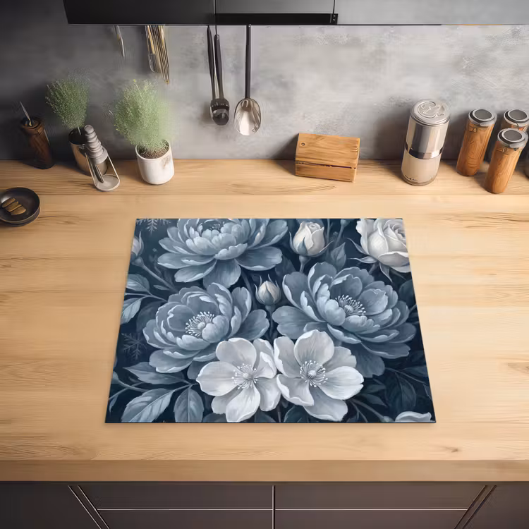 Bloemen - Boeket - Winter - Abstract - Blauw Inductie beschermer vinyl 3mm middel -sfeer5