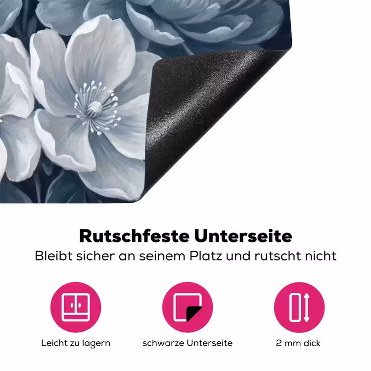 Bloemen - Boeket - Winter - Abstract - Blauw Inductie beschermer vinyl 3mm middel -zzzzzzz-lf-onderkant