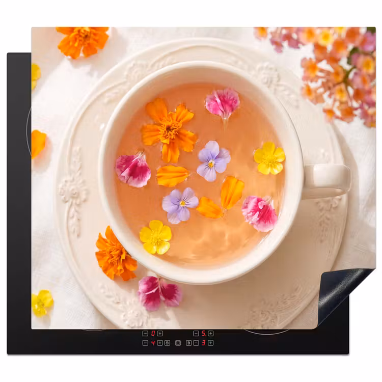 Bloemen - Kop - Natuur - Kleurrijk - Zomer Inductie beschermer vinyl 3mm middel -3d