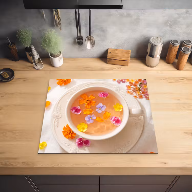 Bloemen - Kop - Natuur - Kleurrijk - Zomer Inductie beschermer vinyl 3mm middel -sfeer5