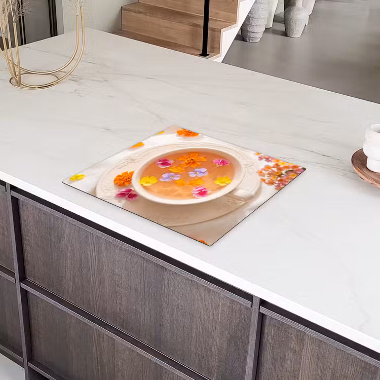 Bloemen - Kop - Natuur - Kleurrijk - Zomer Inductie beschermer vinyl 3mm middel -sfeer8