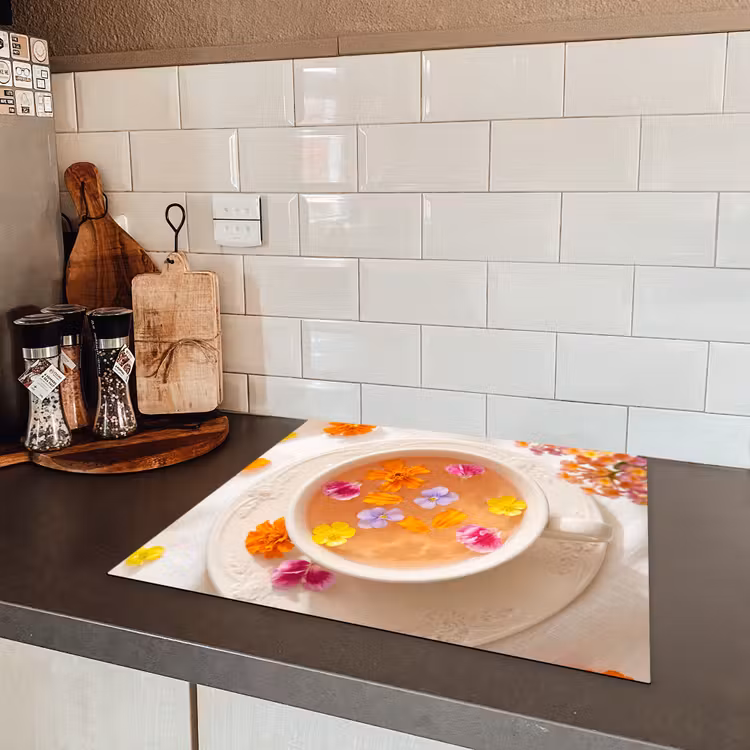 Bloemen - Kop - Natuur - Kleurrijk - Zomer Inductie beschermer vinyl 3mm middel -sfeer3