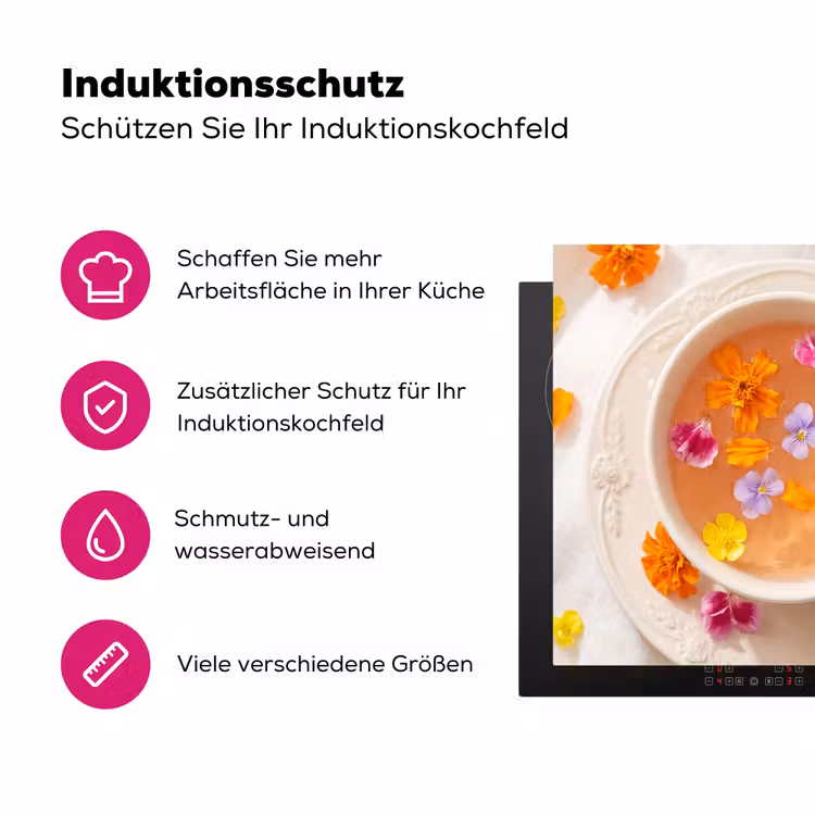 Bloemen - Kop - Natuur - Kleurrijk - Zomer Inductie beschermer vinyl 3mm middel -zzzzzzz-lf-ups