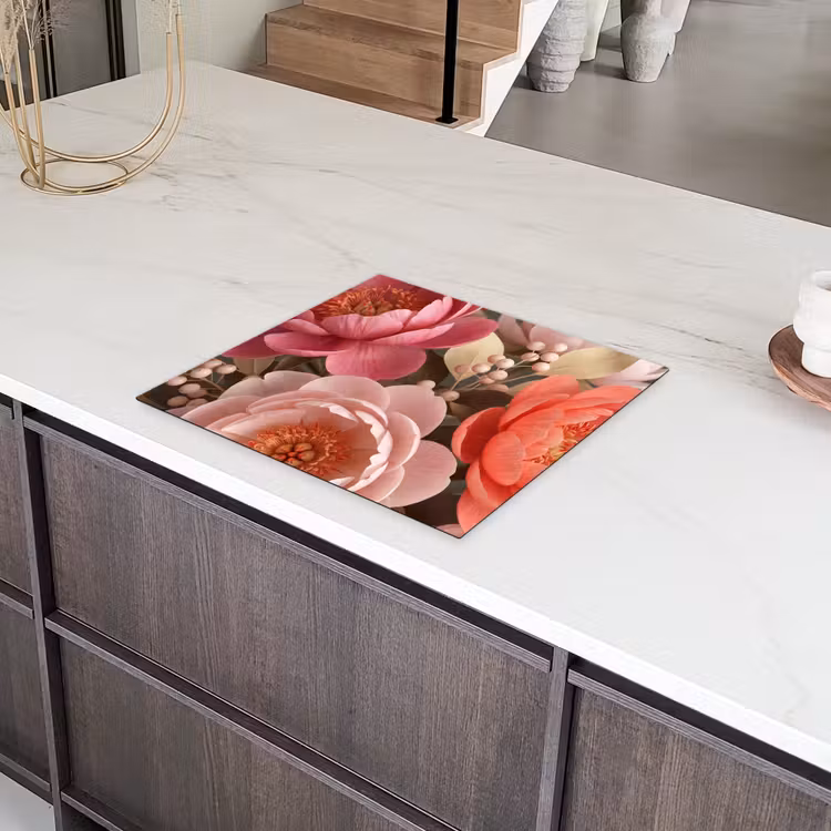 Bloemen - Bloesem - Zacht - Koraal - Decoratie Inductie beschermer vinyl 3mm middel -sfeer8