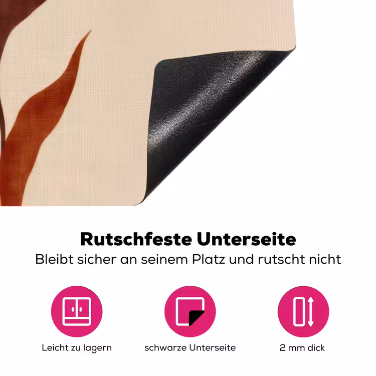 Bloemen - Blaadjes - Minimalistisch - Roze Inductie beschermer vinyl 3mm klein -zzzzzzz-lf-onderkant