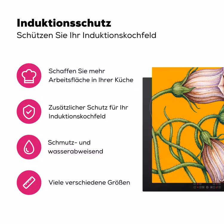 Herdabdeckplatte - Blumen – Botanik – Gelb - Bloemen - Botanisch - Geel Inductie beschermer vinyl 3mm middel