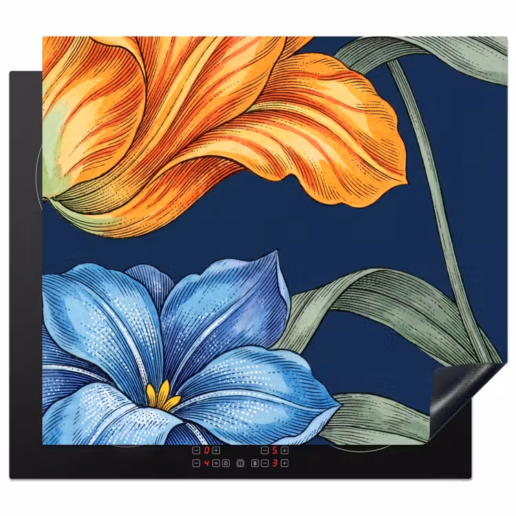 Herdabdeckplatte - Blumen – Botanik – Muster - Bloemen - Botanisch - Patroon Inductie beschermer vinyl 3mm middel