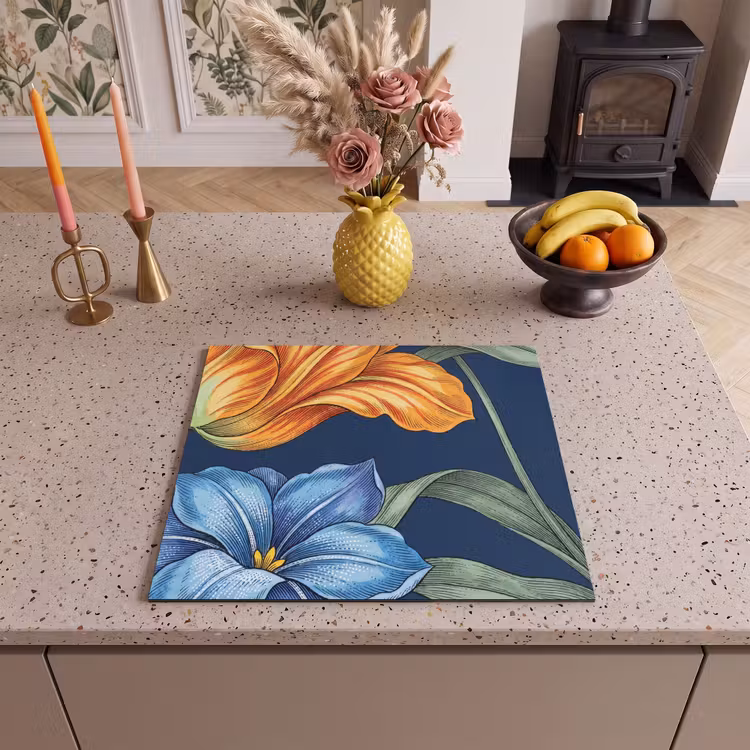 Herdabdeckplatte - Blumen – Botanik – Muster - Bloemen - Botanisch - Patroon Inductie beschermer vinyl 3mm middel