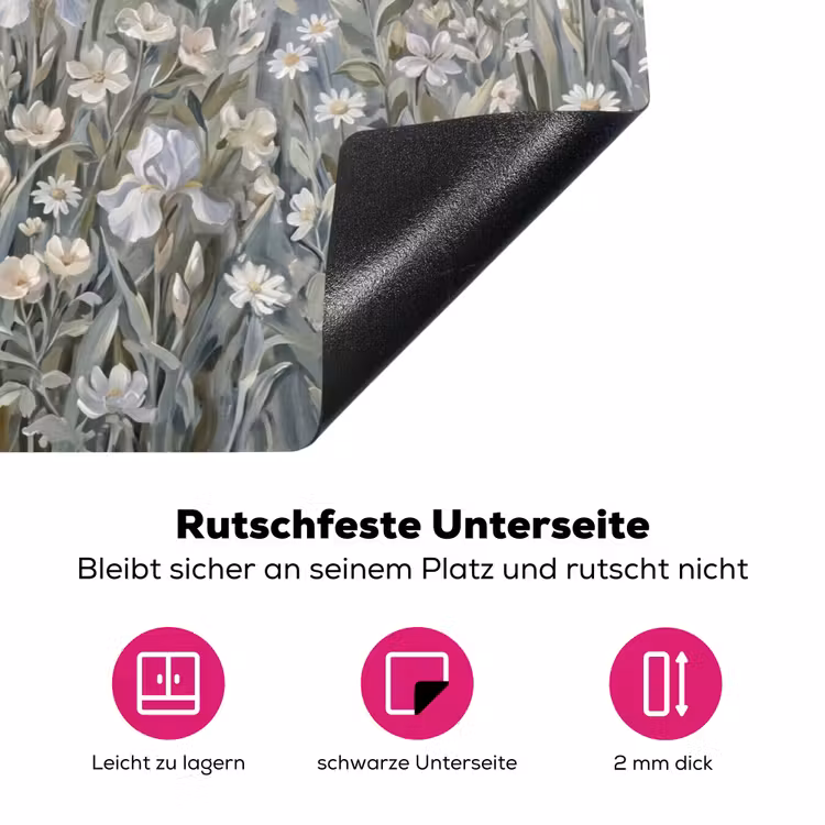 Bloemen - Botanisch - Blauw Inductie beschermer vinyl 3mm klein -zzzzzzz-lf-onderkant
