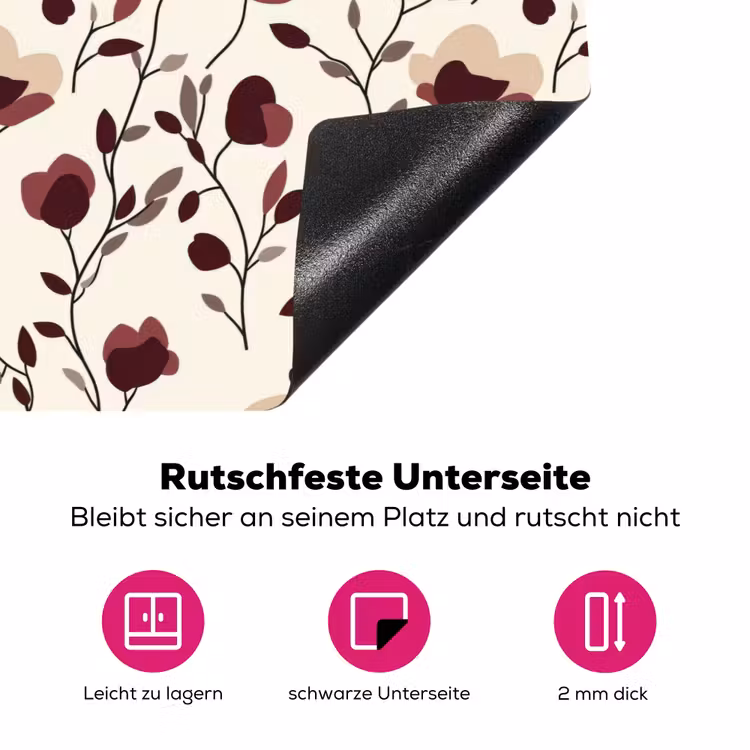 Bloemen - Botanisch - Bordeaux Inductie beschermer vinyl 3mm klein 276 -zzzzzzz-lf-onderkant