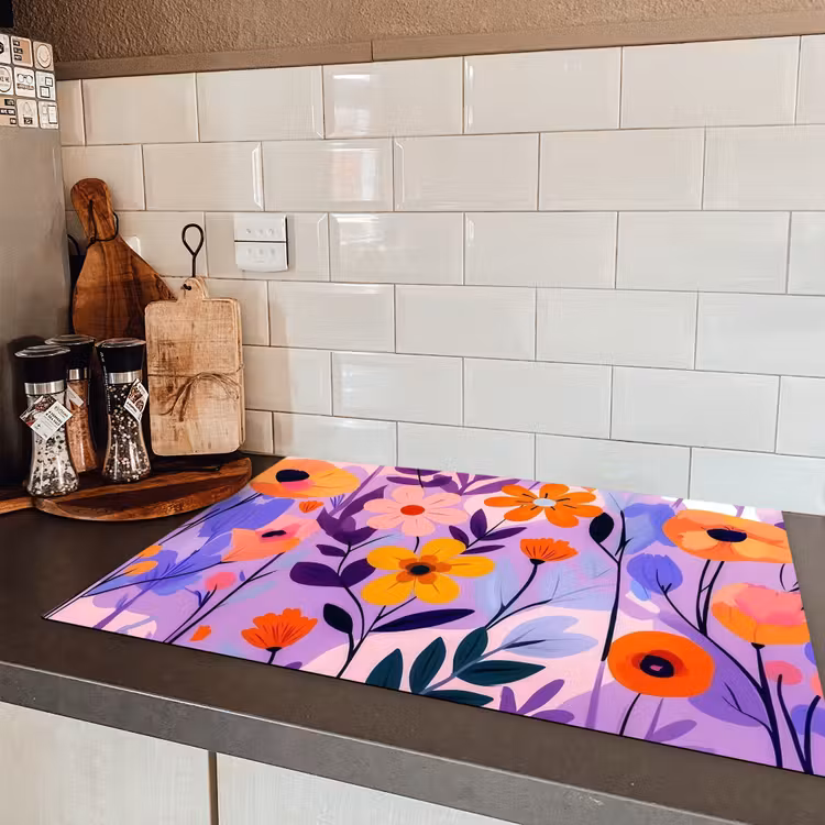 Bloemen - Kleurrijk - Bladeren Inductie beschermer vinyl 3mm klein -sfeer3