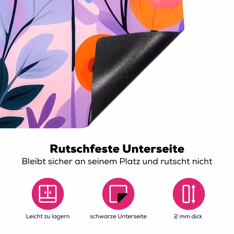Bloemen - Kleurrijk - Bladeren Inductie beschermer vinyl 3mm klein -zzzzzzz-lf-onderkant