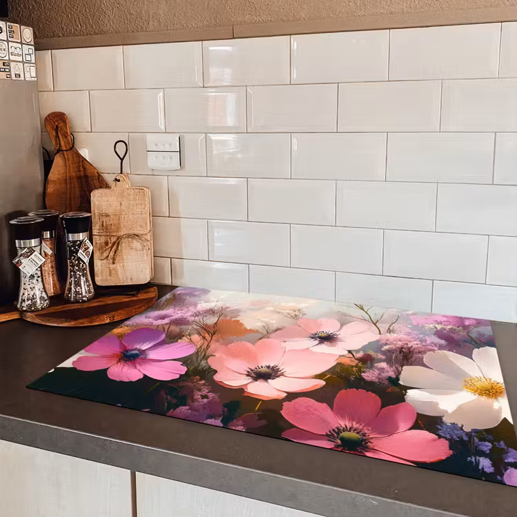 Bloemen - Kleurrijk - Bloei Inductie beschermer vinyl 3mm klein -sfeer3