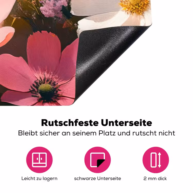 Bloemen - Kleurrijk - Bloei Inductie beschermer vinyl 3mm klein -zzzzzzz-lf-onderkant
