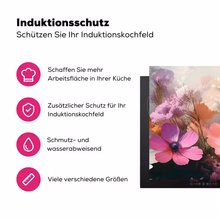 Bloemen - Kleurrijk - Bloei Inductie beschermer vinyl 3mm klein -zzzzzzz-lf-ups