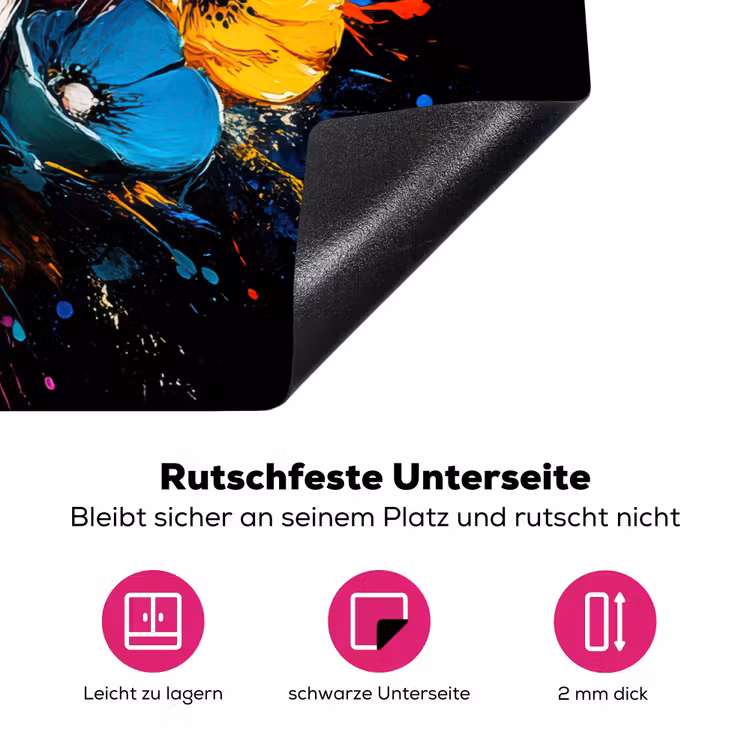 Bloemen - Kleurrijk - Graffiti - Modern - Boeket Inductie beschermer vinyl 3mm klein -zzzzzzz-lf-onderkant