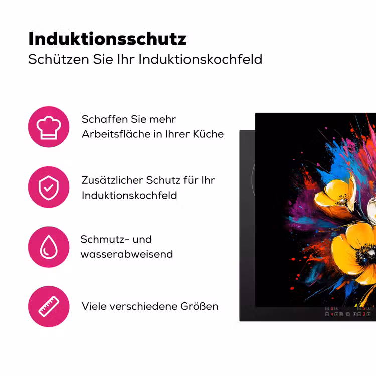Bloemen - Kleurrijk - Graffiti - Modern - Boeket Inductie beschermer vinyl 3mm klein -zzzzzzz-lf-ups