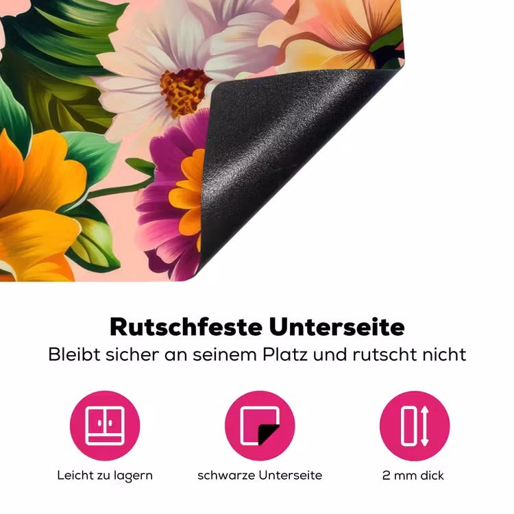 Bloemen - Kleurrijk - Roze Inductie beschermer vinyl 3mm klein -zzzzzzz-lf-onderkant