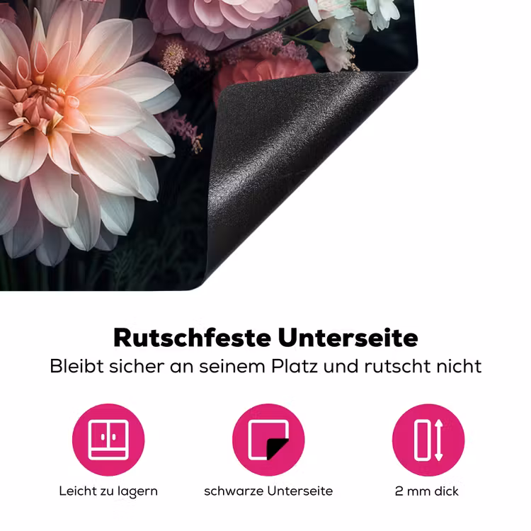 Bloemen - Kleurrijk - Roze - Planten Inductie beschermer vinyl 3mm middel -zzzzzzz-lf-onderkant