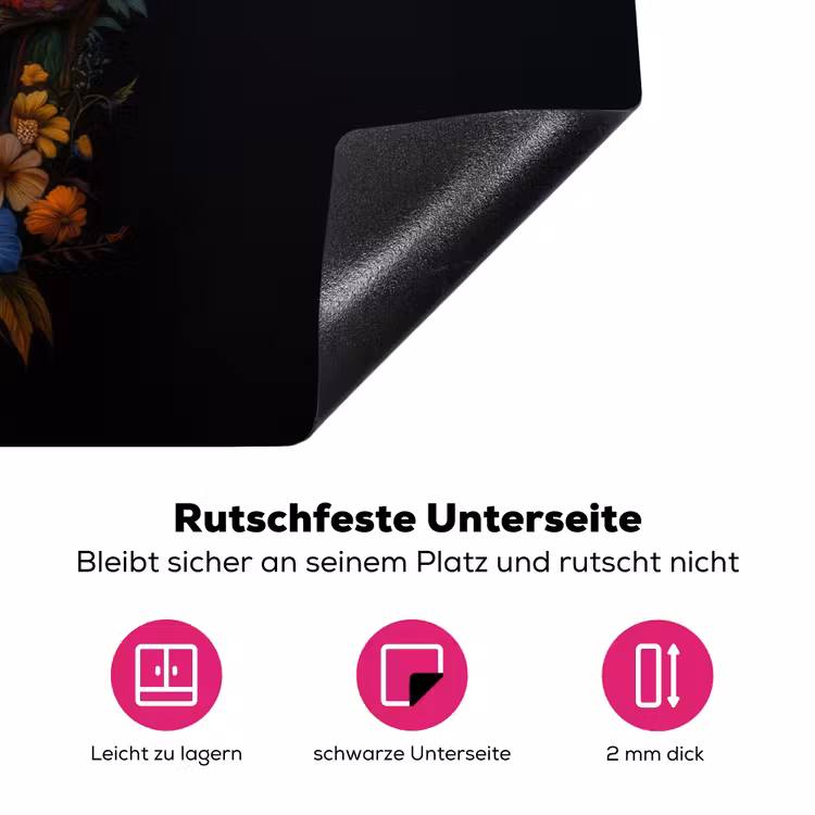 Bloemen - Kleurrijk - Schedel Inductie beschermer vinyl 3mm klein -zzzzzzz-lf-onderkant