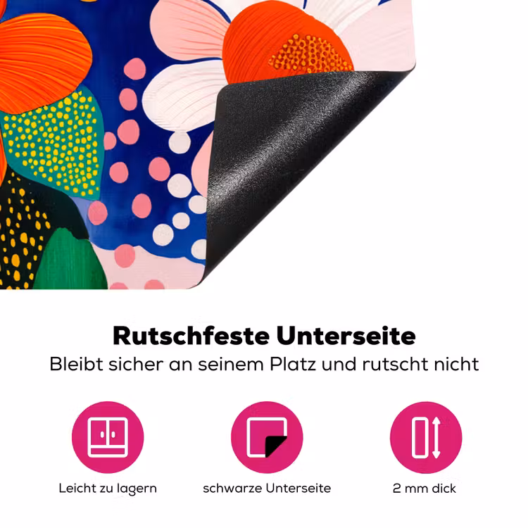 Bloemen - Kleurrijk - Stippen Inductie beschermer vinyl 3mm klein -zzzzzzz-lf-onderkant