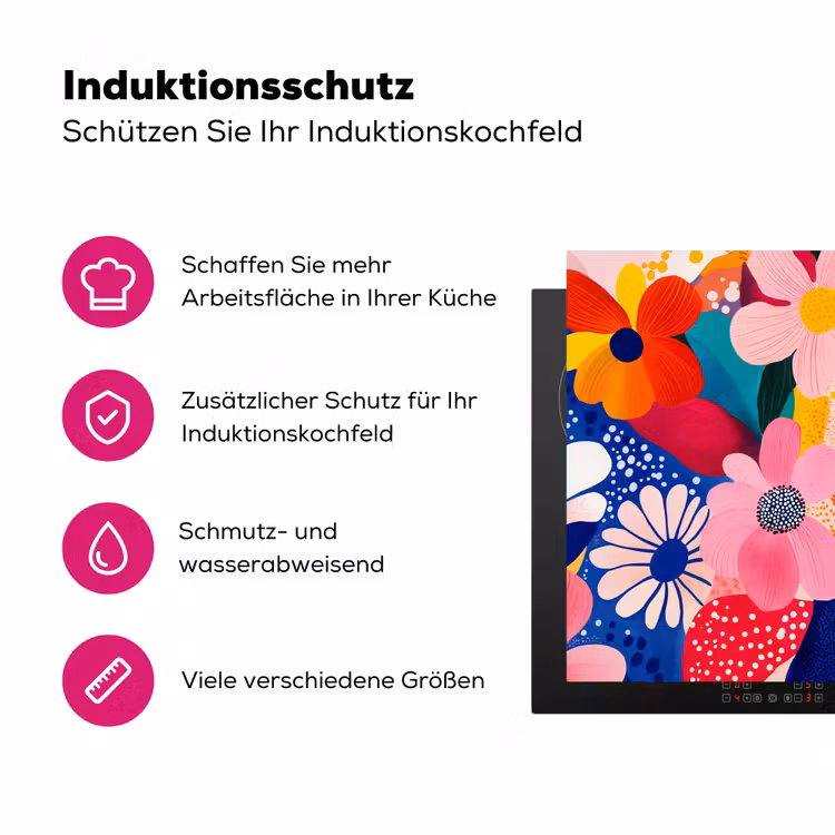 Bloemen - Kleurrijk - Stippen Inductie beschermer vinyl 3mm klein -zzzzzzz-lf-ups