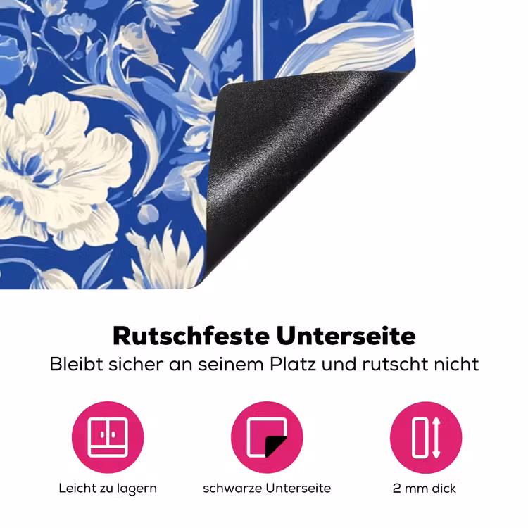 Bloemen - Delfts Blauw - Patroon - Tulp Inductie beschermer vinyl 3mm klein -zzzzzzz-lf-onderkant