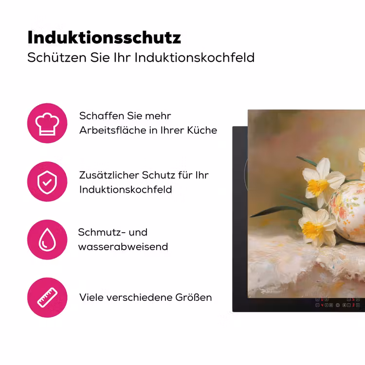 Bloemen - Eieren - Geschilderd Inductie beschermer vinyl 3mm klein -zzzzzzz-lf-ups