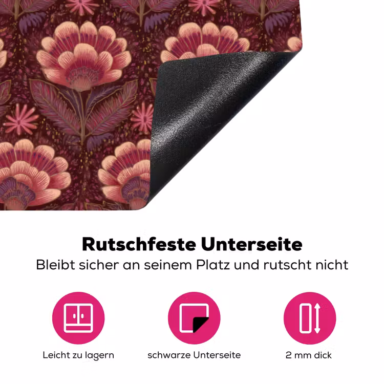 Bloemen - Waaier - Paars Inductie beschermer vinyl 3mm klein 276 -zzzzzzz-lf-onderkant