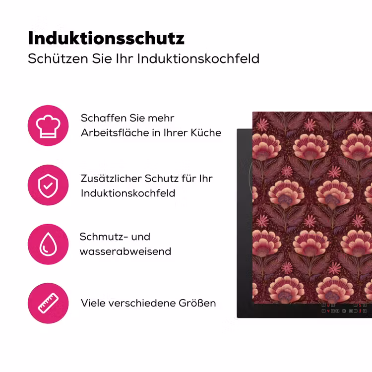 Bloemen - Waaier - Paars Inductie beschermer vinyl 3mm klein 276 -zzzzzzz-lf-ups