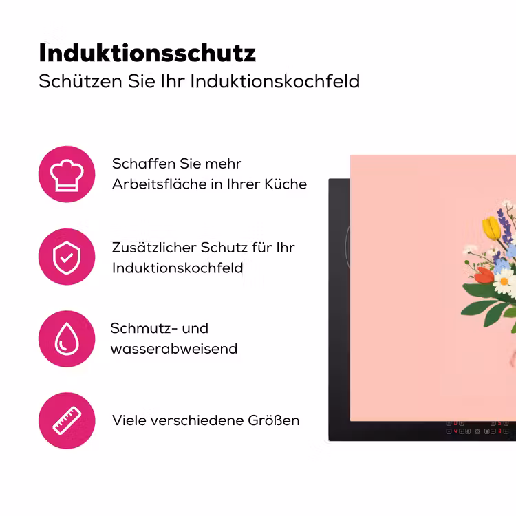Bloemen - Lint - Kaartje Inductie beschermer vinyl 3mm klein -zzzzzzz-lf-ups