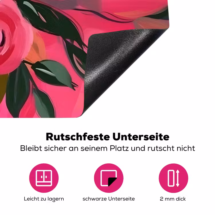 Bloemen - Verf - Roze Inductie beschermer vinyl 3mm klein -zzzzzzz-lf-onderkant