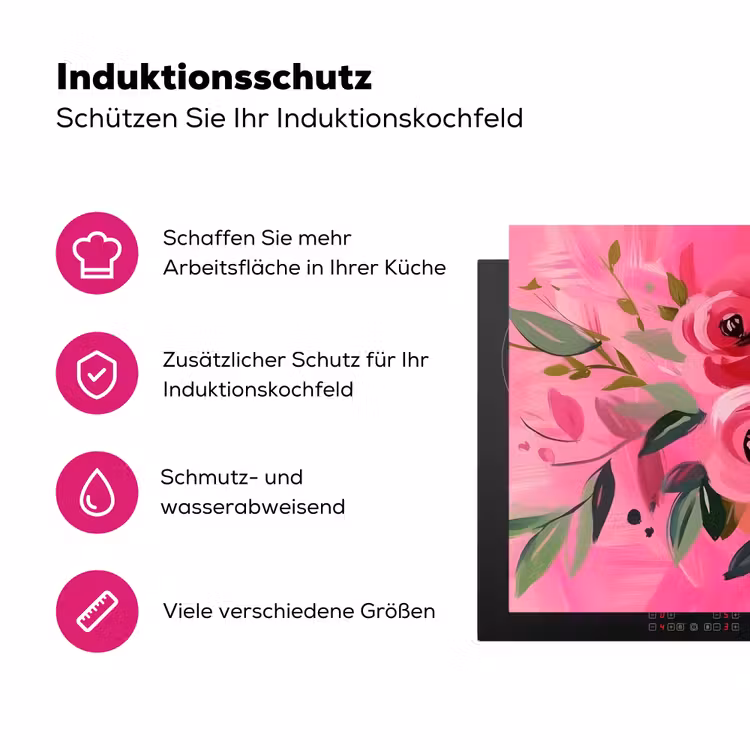 Bloemen - Verf - Roze Inductie beschermer vinyl 3mm klein -zzzzzzz-lf-ups