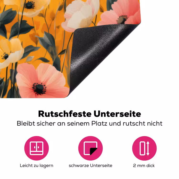 Bloemen - Veld - Geel Inductie beschermer vinyl 3mm klein -zzzzzzz-lf-onderkant
