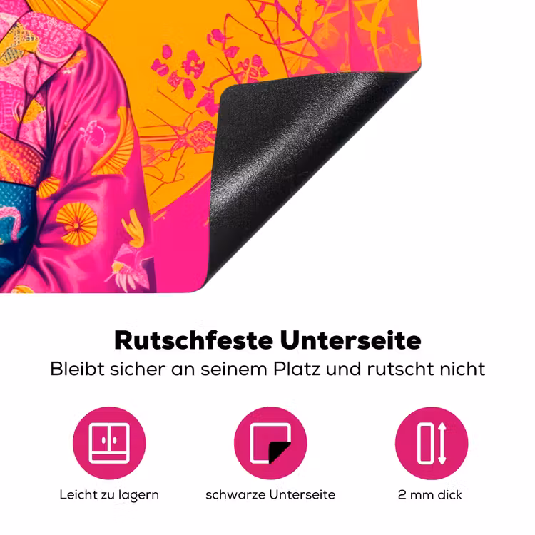 Bloemen - Vrouw - Kimono - Roze Inductie beschermer vinyl 3mm klein -zzzzzzz-lf-onderkant