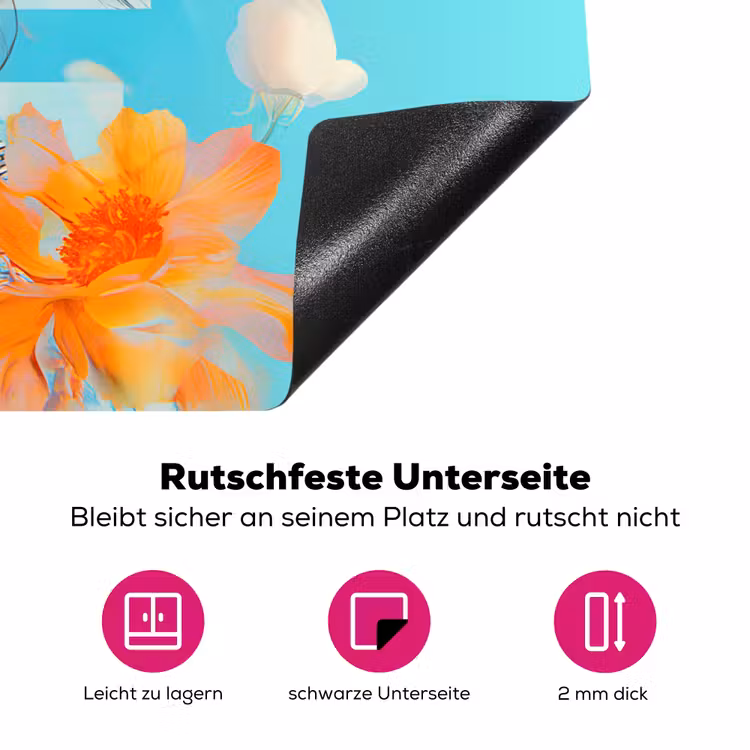 Bloemen - Vrouw - Zonnebril - Blauw Inductie beschermer vinyl 3mm klein -zzzzzzz-lf-onderkant