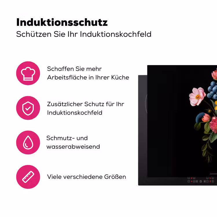 Bloemen - Vrolijk - Vaas Inductie beschermer vinyl 3mm klein -zzzzzzz-lf-ups