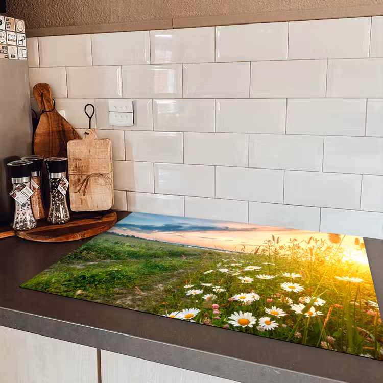Bloemen - Madelief - Natuur - Zon - Horizon Inductie beschermer vinyl 3mm klein -sfeer3