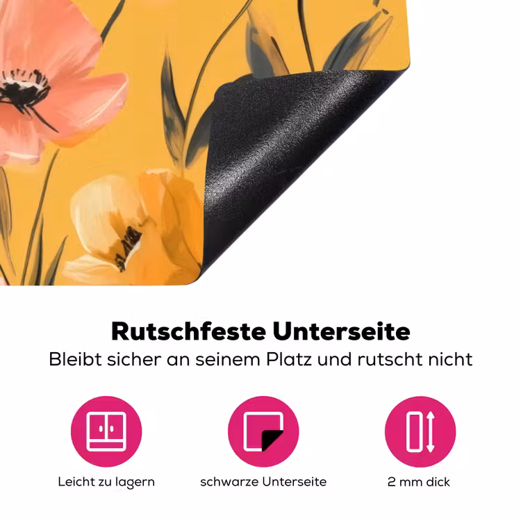 Bloemen - Geschilderd - Geel Inductie beschermer vinyl 3mm klein -zzzzzzz-lf-onderkant