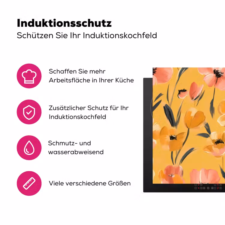 Bloemen - Geschilderd - Geel Inductie beschermer vinyl 3mm klein -zzzzzzz-lf-ups