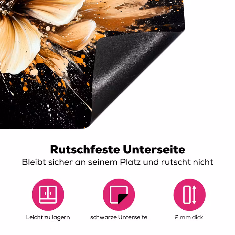 Bloemen - Goud - Graffiti - Zwart - Abstract Inductie beschermer vinyl 3mm klein -zzzzzzz-lf-onderkant