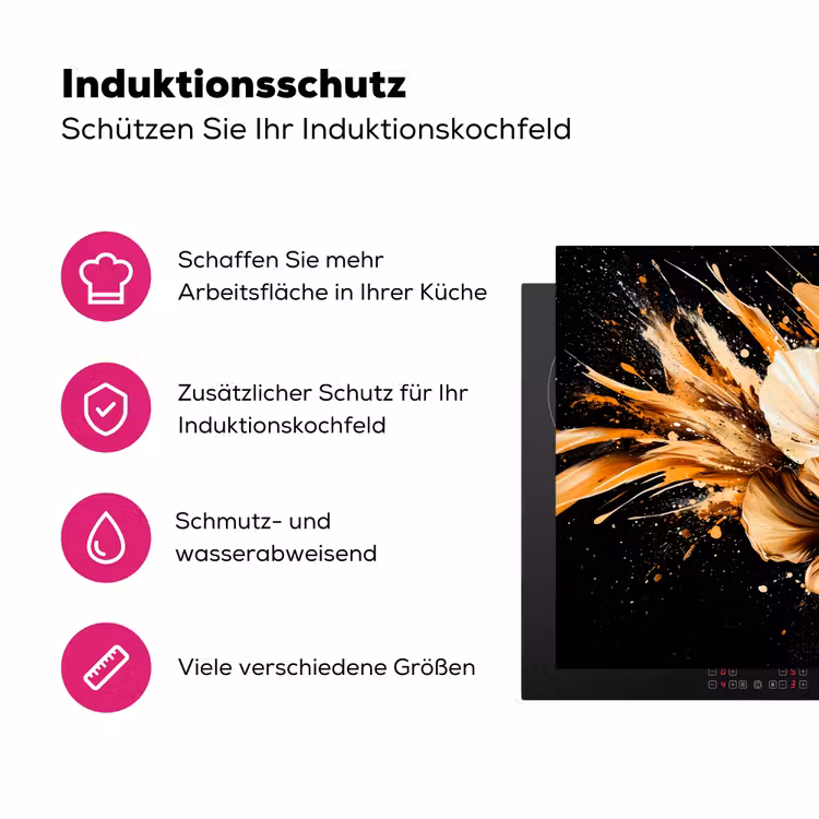 Bloemen - Goud - Graffiti - Zwart - Abstract Inductie beschermer vinyl 3mm klein -zzzzzzz-lf-ups