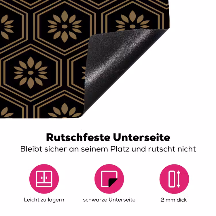 Bloemen - Goud - Hexagon Inductie beschermer vinyl 3mm klein 276 -zzzzzzz-lf-onderkant