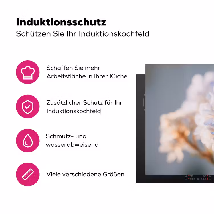 Bloemen - Lichtblauw - Wazig - Trosje Inductie beschermer vinyl 3mm klein -zzzzzzz-lf-ups
