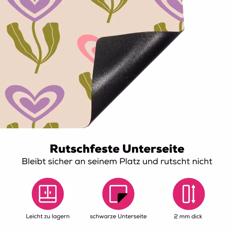 Bloemen - Hartjes - Patroon Inductie beschermer vinyl 3mm klein 276 -zzzzzzz-lf-onderkant