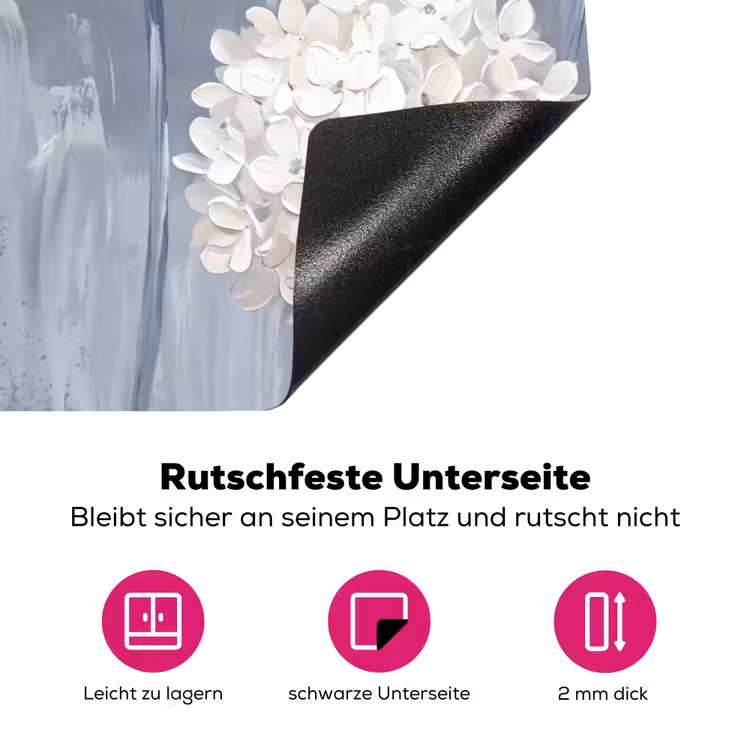 Bloemen - Illustratie - Blauw Inductie beschermer vinyl 3mm klein -zzzzzzz-lf-onderkant